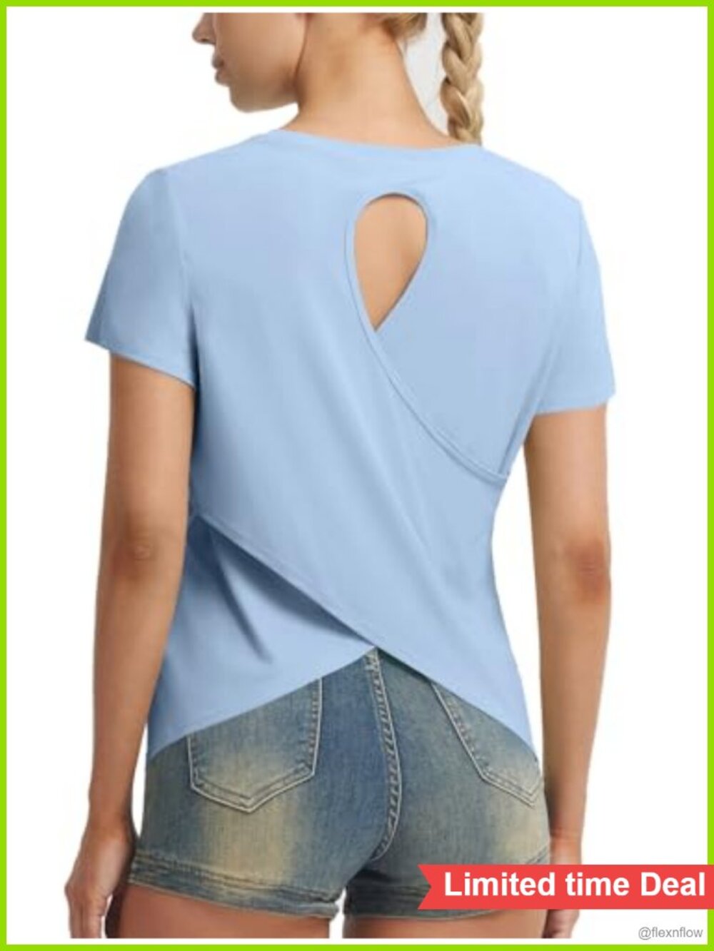 Open Back Workout Top Short Sleeve Athletic Running Shirt